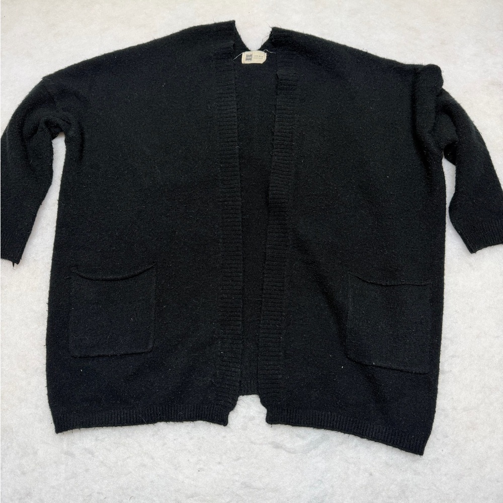 Look By M New York Black Open Front Cardigan Sweater One Size 0-10